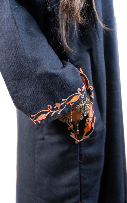 Kashmiri Aari Work Phiran - Black - ARTISANS KASHMIR