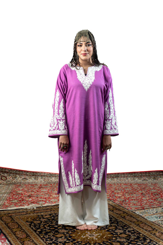 Kashmiri Aari Work Phiran - Mystic Purple - ARTISANS KASHMIR