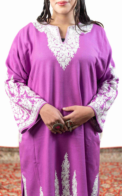 Kashmiri Aari Work Phiran - Mystic Purple - ARTISANS KASHMIR