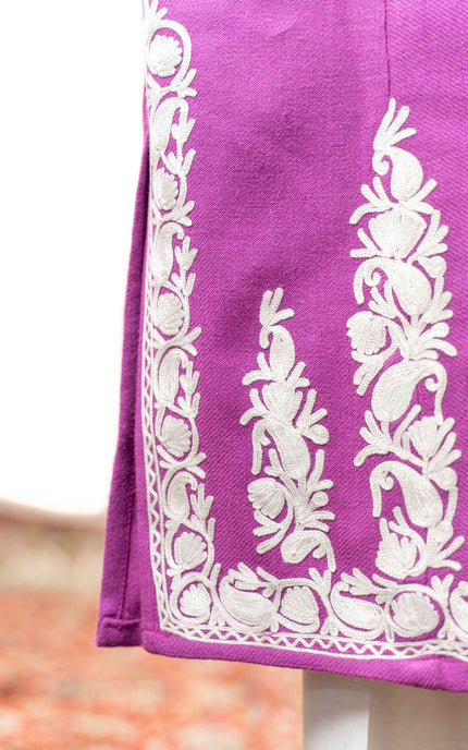 Kashmiri Aari Work Phiran - Mystic Purple - ARTISANS KASHMIR