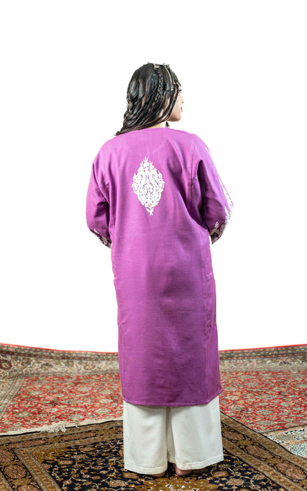 Kashmiri Aari Work Phiran - Mystic Purple - ARTISANS KASHMIR
