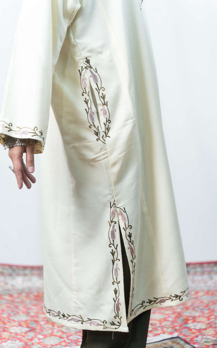 Kashmiri Aari Work Phiran - Pearl White - ARTISANS KASHMIR