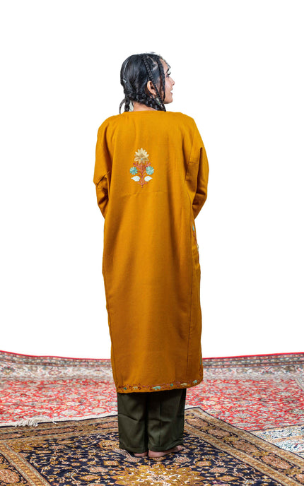 Kashmiri Aari Work Phiran - Mustard - ARTISANS KASHMIR