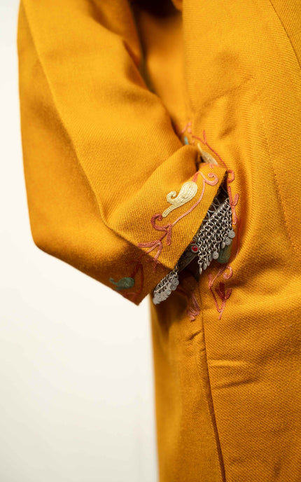 Kashmiri Aari Work Phiran - Mustard - ARTISANS KASHMIR