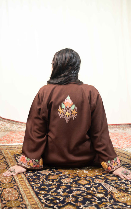 Kashmiri Aari Work Phiran - Brown - ARTISANS KASHMIR