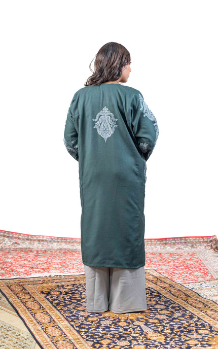 Kashmiri Aari Work Phiran - Tropical Teal - ARTISANS KASHMIR