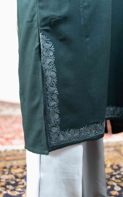 Kashmiri Aari Work Phiran - Tropical Teal - ARTISANS KASHMIR