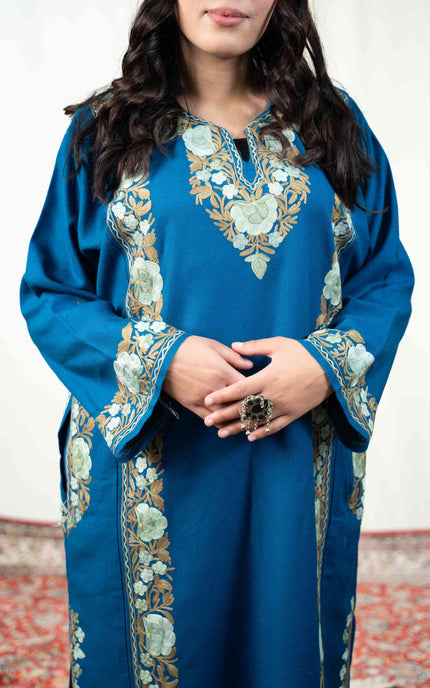 Kashmiri Aari Work Phiran - Lapis Blue - ARTISANS KASHMIR