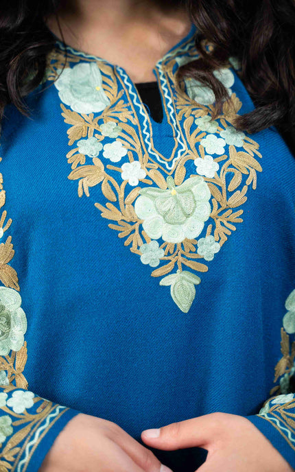 Kashmiri Aari Work Phiran - Lapis Blue - ARTISANS KASHMIR