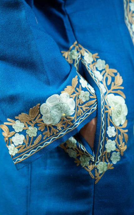 Kashmiri Aari Work Phiran - Lapis Blue - ARTISANS KASHMIR