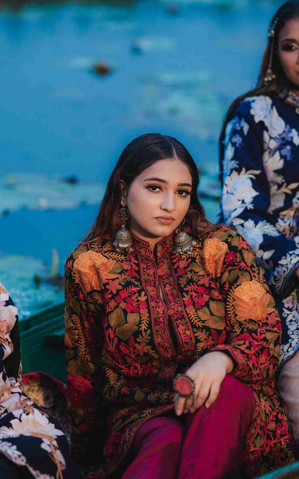 Kashmiri Jamawar Aari Work Jacket - Black | Pashm - ARTISANS KASHMIR