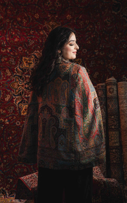 Kashmiri Kani Work Cape Coat - Multi Colour - ARTISANS KASHMIR