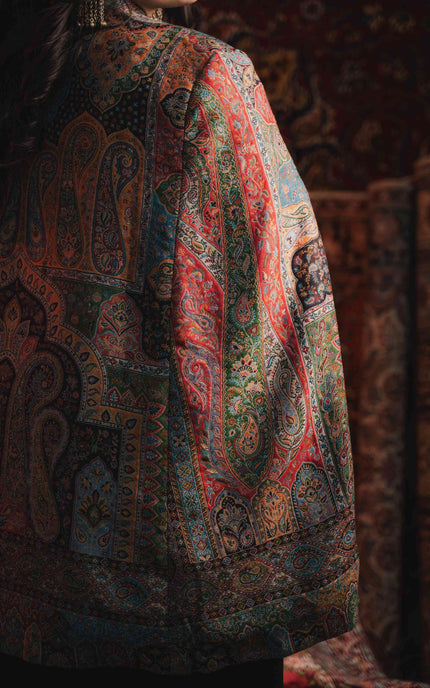 Kashmiri Kani Work Cape Coat - Multi Colour - ARTISANS KASHMIR