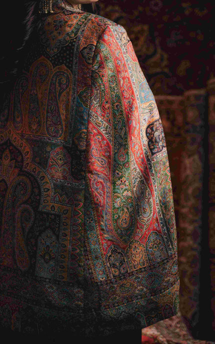 Kashmiri Kani Work Cape Coat - Multi Colour - ARTISANS KASHMIR