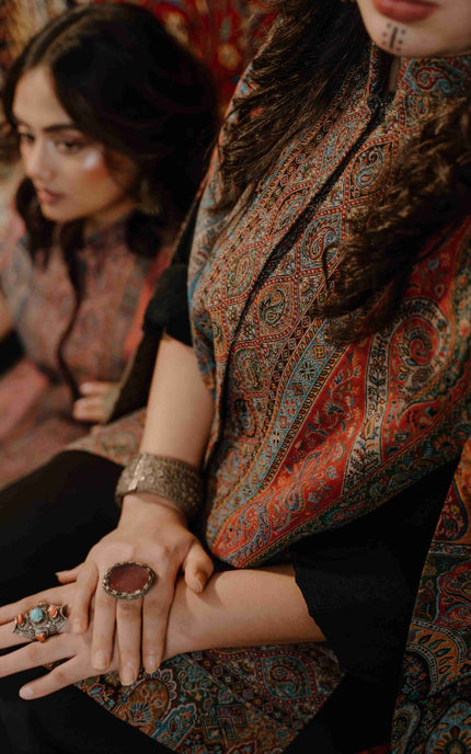 Kashmiri Kani Work Cape Coat - Multi Colour - ARTISANS KASHMIR