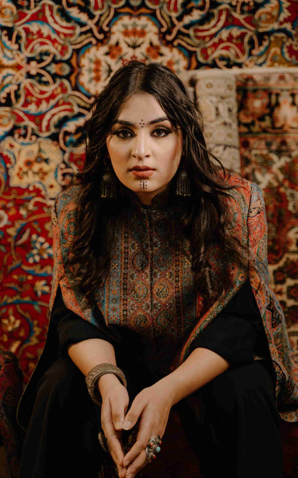 Kashmiri Kani Work Cape Coat - Multi Colour - ARTISANS KASHMIR
