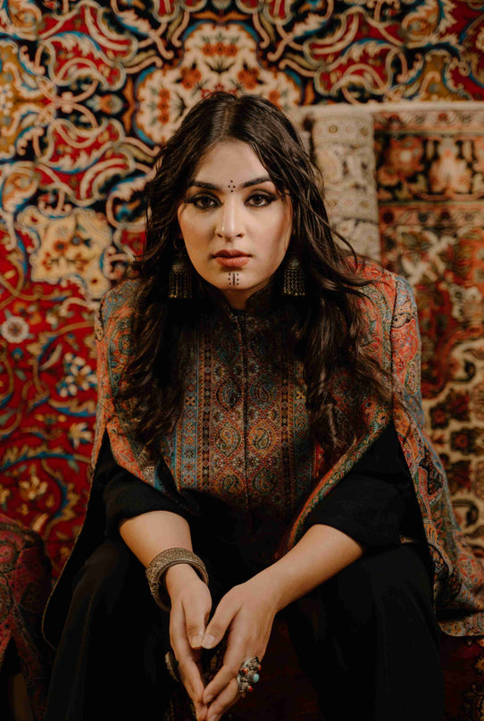 Kashmiri Kani Work Cape Coat - Multi Colour - ARTISANS KASHMIR
