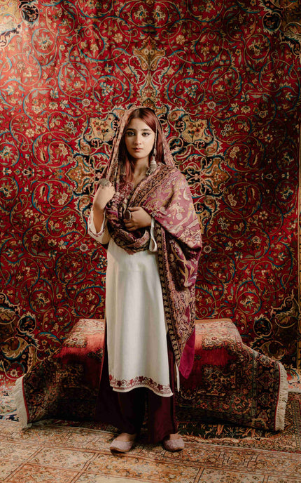 Kashmiri Kani Shawl - Maroon | Soft Wool - Kashmir Jama